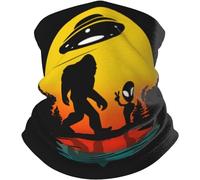 Scaldacollo Uomo Donna UFO Alien And Moon Sciarpa A Mezza Faccia Lavabile Decorazione Facciale Elastico Bandana, per Adulto, attività, Motocicletta, 26x30cm