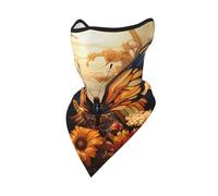 Scaldacollo Uomo Donna Yellow Butterfly Field Flowers Pattern Sciarpa A Mezza Faccia Durevole Ghetta da Collo Sportiva Bandana, per Campeggio, Ciclismo, Arrampicata, 24x51cm
