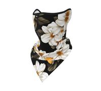 Scaldacollo White Yellow Flower Pattern Copricapo A Mezza Faccia Lavabile Headwrap Durevole Sciarpa A Mezza Faccia, per Bambini, Sports, Campeggio, 24x51cm