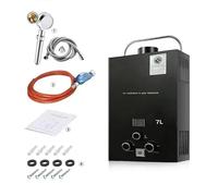 Scaldacqua a gas propano GPL 6/7/8L con kit doccia, scaldabagno istantaneo senza serbatoio 14 kw con kit doccia, per la casa e l'esterno (7 L)
