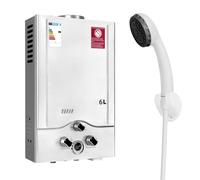 Scaldacqua a Gas, scaldabagno a gas propano GPL 6L con kit doccia, con modalità inverno ed estate, scaldabagno istantaneo senza serbatoio 16kw, per casa ed esterno (B)