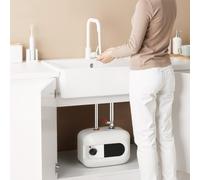 Scaldacqua calda da 6 l, da 1500 W, con funzione termostop, regolabile a 30-65 °C, per cucina e bagno (32,5 x 23 x 23 cm, bianco)