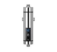 Scaldacqua elettrico istantaneo, mini scaldabagno elettrico con display digitale, temperatura regolabile, scaldabagno senza serbatoio per cucina, bagno (argento 5500 W)