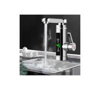 Scaldacqua elettrico istantaneo rubinetto 3 KW argento - Riscaldamento istantaneo dell'acqua con display della temperatura a LED, classe di protezione IPX4 e funzione di rotazione a 360° per cucina