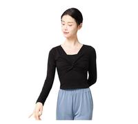 Scaldacuore Danza Bambina Top da Balletto Donna Giacca da Danza Classica Top da Danza Top Avvolgente Top Coat Camicia da Ballo a Maniche Lunghe in Cotone for Donna(Black,L Height 165-170cm)