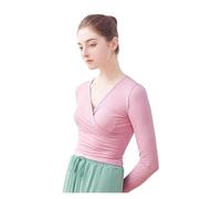 Scaldacuore Danza Giacca da balletto da donna Top da ballo Avvolgente in maglia con scollo a V Manica lunga Camicia da ballo Fasciatura Top da balletto Top da allenamento Costumi da ballo(Pink,M heigh