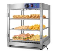 Scaldaga di Alimenti elettrici con luci a LED | Display per Pizza a 3 Livelli per Buffet e ristoranti, 800W, scaffali Rimovibili, vetrina per Pasticceria