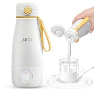 Scaldalatte portatile da viaggio, 350 ml, grande capacità, per latte materno e latte materno, riscaldamento rapido in movimento con blocco per bambini, controllo preciso della temperatura (bianco