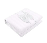 Scaldaletto Elettrico Matrimoniale 170 x 150 cm in Poliestere 9 Livelli di Temperatura 2 Controller Indipendenti Spegnimento Automatico 1-9h Anti-Surriscaldamento Elastici agli Angoli Lavabile Bianco