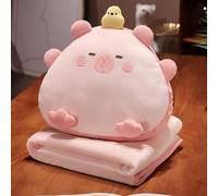 Scaldamani, cuscino e coperta 3 in 1, ultra portatile, comodo e essenziale da viaggio per tutte le stagioni, ideale per aerei, viaggi su strada, ufficio e casa (rosa)