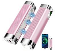 Scaldamani Ricaricabile 2 Pack, Scaldamani Elettrico Ricaricabile,10000 mAh 3 in1 USB, scaldamani elettrico a batteria, con 3 livelli di calore, regalo invernale per donne, uomini, famiglie,rosa