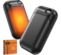 Scaldamani Ricaricabile USB, Scaldamani Elettrico 2 in 1, 6000 mAh, 4 Livelli di Temperatura, Calore in 3s e 9h Autonomia, Display LED, Scaldamani Portatile Nero per Campeggio, Sci, Golf, Regalo