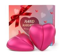 Scaldamani ricaricabili, confezione da 2, 5200 mAh, scaldamani elettrici a forma di cuore, riutilizzabili e portatili, ottimo regalo per interni ed esterni, calza di Natale da donna, rosa