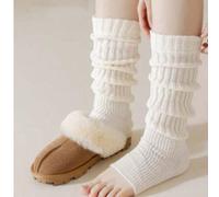 Scaldamuscoli in maglia comodi da donna, bianchi e spessi per modellare la forma delle gambe, rendere le gambe più snelle, stile giapponese, adatti per primavera e autunno 1 paio nero,1 paio bianco,1