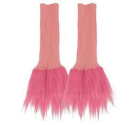 Scaldamuscoli termici per le donne Crochet Traspirante Donne Scaldamuscoli Ragazze Faux Trim Knit Leg Cover Lolita Inverno Caldo Calze Lunghe Stivali Pelosi Polsino Scaldamuscoli, rosa, Etichettalia