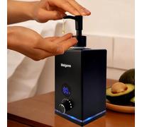 Scaldaolio per massaggi, scaldabagno per massaggio, scaldabagno per oli corporei per spa, con due dispenser per bottiglie di olio, temperatura regolabile (nero)