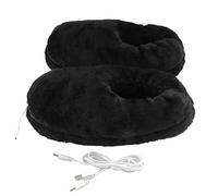 Scaldapiedi elettrico riscaldato, morbido peluche invernale, pantofole riscaldanti USB, cuscino elettrico per mantenere i piedi caldi - nero