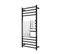 Scaldasalviette a 14 Barre, scaldasalviette da Parete, stendibiancheria, Pannello di visualizzazione a LED, Timer Integrato, Regolazione della Temperatura, scaldasalviette per Bagno(Black,C)