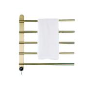 Scaldasalviette a Parete, scaldasalviette a 4 Barre per Bagno, Timer Integrato, stendibiancheria in Acciaio Inox, cablato, per Tutte Le Stagioni(Gold)