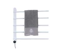 Scaldasalviette a Parete, scaldasalviette a 4 Barre per Bagno, Timer Integrato, stendibiancheria in Acciaio Inox, cablato, per Tutte Le Stagioni(White)