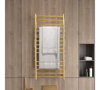 Scaldasalviette da Bagno, scaldasalviette da Parete, stendibiancheria Elettrico in Acciaio Inox 304, Temperatura Regolabile, portasciugamani riscaldato per Bagno, Palestra, Hotel(Gold,A)