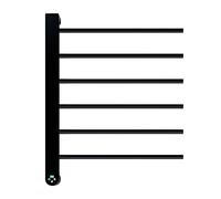 Scaldasalviette, Design a 6 Barre, Elettrico in Acciaio Inox con Timer Integrato, Montaggio a Parete per Bagno, Plug-in/cablato, 450 * 500 * 80 mm, Nero, cablato