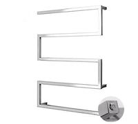 Scaldasalviette Elettrico a 5 Bar, Portasciugamani Tenete Asciugamani e Teli da Bagno Asciutti e Caldi a Parete con Termostato Timer e Temperatura Regolabile, 600x800m (Argento, Pulsante)