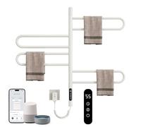 Scaldasalviette Elettrico Bagno, Rotazione di 180° Termoarredo Elettrico Bagno, Scalda Salviette da Bagno Elettrico, Scaldino Asciugamani, con Timer/Temperatura Regolabile, Basso Consumo-WiFi White