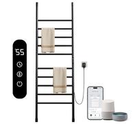 Scaldasalviette Elettrico Bagno, Scalda Salviette da Bagno Elettrico, Termoarredo Elettrico Bagno da Terra Tipo Scala, con Timer&Temperatura Regolabile, Risparmio Energetico-WiFi Black Right
