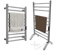 Scaldasalviette Elettrico Bagno,Termoarredo Bagno Termosifone Radiatore Autoportante E Montato A Parete Stendibiancheria In Acciaio Inossidabile 304 10 Barre Scaldasalviette,Plug-In