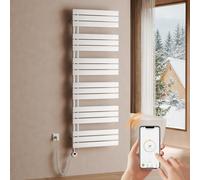 Scaldasalviette elettrico bagno WiFi 1599×500mm, termoarredo elettrico bagno con termostato, programmabile, LCD, 1000 W, scaldasalviette a basso consumo, bianco