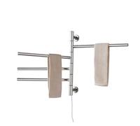 Scaldasalviette Elettrico Da Bagno Termostatico Termico Portasciugamani Display Digitale Pieghevole Rotante Riscaldamento rapido ed efficiente(Chrome)