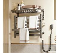 Scaldasalviette Elettrico da Parete con Mensola, Porta Asciugamani Bagno