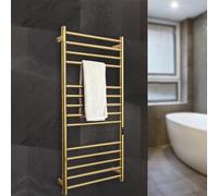 Scaldasalviette Elettrico in Acciaio Inox con Touch Screen Intelligente, scaldasalviette Elettrico a Parete a 14 Barre, portasciugamani da Bagno, scaldasalviette con Timer Integrato(Gold)