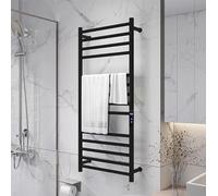 Scaldasalviette Elettrico in Acciaio Inox con Touch Screen Intelligente, scaldasalviette Elettrico a Parete a 14 Barre, portasciugamani da Bagno, scaldasalviette con Timer Integrato(Black)