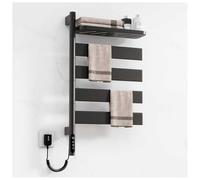 Scaldasalviette Elettrico per Bagno, Girevole a 180°, con Timer Intelligente a Schermo Touch, Riscaldamento rapido, Alimentazione Tramite Spina o Cablaggio Fisso, Colore Grigio (Nero)