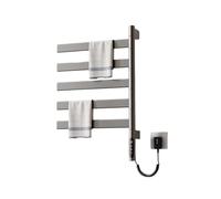 Scaldasalviette elettrico rotante a 180° a parete con pannello touch e 5 bracci, scaldasalviette riscaldato per bagno, casa, salone, spa, grigio