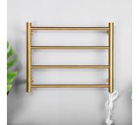 Scaldasalviette intelligente, portasciugamani elettrico in acciaio inossidabile montato a parete, portasciugamani caldo a temperatura controllata, stendibiancheria con timer incorporato (Oro, con