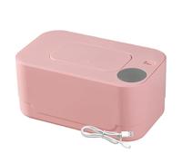 Scaldasalviette portatile, ricarica USB, con luce notturna, dispenser termostatico per salviettine calde, multifunzione, scaldino portatile per bambini, da viaggio, in auto (rosa)