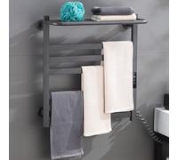 Scaldasalviette Termoarredo Elettrico 100W Radiatore da Bagno Elettrico con Timer e Temperatura Regolabile Scaffale di Essiccazione a Parete in Acciaio Inossidabile Elettrico Portasciugamani-Grigio