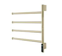 Scaldasalviette Termoarredo, Ruotabile 180° Portasciugamani Elettrici a Parete con Timer, Scaldasalviette Elettrico Bagno con Termostato/LCD Controllo Touc,Brushed gold