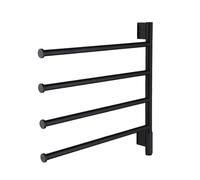 Scaldasalviette Termoarredo, Ruotabile 180° Portasciugamani Elettrici a Parete con Timer, Scaldasalviette Elettrico Bagno con Termostato/LCD Controllo Touc,Nero