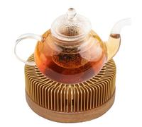 Scaldateiera in oro champagne | Base riscaldante in noce massello, sofisticato accessorio di lusso per casa, ufficio, studio, soggiorno, camera da, mantiene caldo il tè e il caffè, espositore de