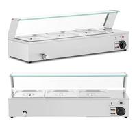 Scaldavivande a bagnomaria, buffet riscaldante con coperchio, 3 x GN 1/2, 2000 W