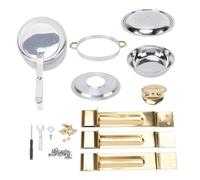 Scaldavivande Buffet Scaldavivande Rotondo in Acciaio Inossidabile 4,5 L con Coperchio e Contenitore per Carburante per Catering Feste Matrimoni Hotel Colore Oro Diametro 33,5 cm