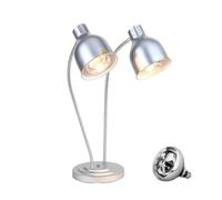 Scaldavivande commerciale indipendente, scaldavivande elettrico portatile, lampada riscaldante per alimenti con lampadina, lampada frontale regolabile a 360°, per buffet(Silver,2-Bulb)