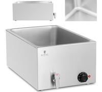 Scaldavivande elettrico a bagnomaria con rubinetto per contenitori GN 1/1 600 W