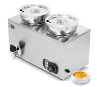 Scaldavivande elettrico commerciale, in acciaio inox, con temperatura regolabile da 50 a 85 ℃, scalda cibo da banco per catering e feste, doppia testa