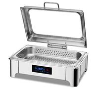 Scaldavivande elettrico da 9 l, grande capacità, in acciaio inox, con pannello di controllo della temperatura per mantenere i piatti caldi, set scaldavivande con griglia da 1/2/3