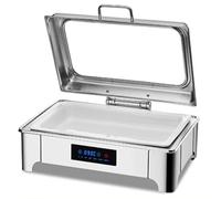 Scaldavivande elettrico da 9 l, grande capacità, in acciaio inox, con pannello di controllo della temperatura per mantenere i piatti caldi, set scaldavivande con griglia da 1/2/3